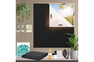 YUZAII Blackout Blind 300x145cm Stick On Black Out Blinds for Windows, No Drill Temporary with 20 Hook & Loop Tapes for Bedroom, Travel (Black)