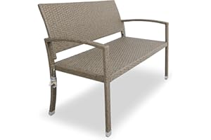 CASARIA® 2 Seater Poly Rattan Garden Bench | 320kg Load Capacity | Water and UV-Resistant | Outdoor Patio Terrace Balcony Seating Furniture Love Seat | 122 x 90 x 58 cm | Cream