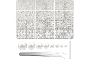 NACHLYNN 12000 Stück Perlen mit Flacher Rückseite 8 Größen Halbrunde Perlen Größen Perlen Cabochon für Zum Basteln,Dekorieren, Schuhen Basteln von Handyhüllen