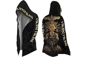 Generisch Ropa medieval para hombre, disfraz de vikingo, sudadera con capucha Odin Mythos, chaqueta otoño-invierno, sudadera escandinavia, capa, gótica, chaqueta para el tiempo libre, para cosplay
