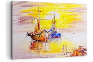 ARTTOR Cuadros Decoracion Salon Barcos Sol mar viajes Lienzos decorativos 120x80cm Cuadro Sobre Lienzo Moderno Dormitorio Cocina Cuadros Pared Imágenes Wall Art Prints Decor Canvas Grande XXL AA120x80-2882