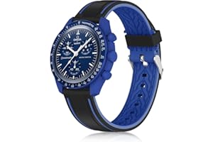 Wizvv Correa compatible con Omega Mercury Moonswatch, correa de repuesto de silicona suave de 20 mm para Omega X Swatch Moonswatch Speedmaster para mujeres y hombres