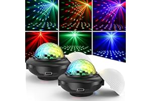 Mini bola de discoteca, SEBRUANC luz de discoteca, luz de fiesta, 300 mAh, batería integrada USB C, luz controlada por música, bola de DJ, bola con luz nocturna para fiestas, niños, cumpleaños