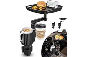 Ruucy 4 in 1 Car Cup Holder Tray Table, Upgraded Car Cup Holder Expander with Tray, Adjustable Dual Cup Holder Expander for Car, Universal Car Food Tray Table for Eating