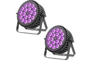 PROPULSION LIFE 2PCS RGBWA UV Focos Par LED 200W, 18 LED Luces Escenario con D MX 7/10CH y Modo Estroboscópico, Luz DJ Profesionales para Discoteca Bar Fiesta Bodas Espectáculos Navidad Halloween