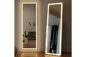 ZKIODV Specchio da parete 160 x 50 cm a figura intera con illuminazione, Specchio LED Grande, Grande Specchio da Terra Illuminato a Figura Intera, Specchio a Figura Intera in Piedi con Supporto per