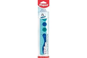 MAPED Regla Escolar 20 cm Irrompible, Diseño Ergonómico Para Máxima Concentración, Ideal Para Niños En Edad Escolar, Resistente Y Flexible, Herramienta Perfecta Para Clases Y Tareas