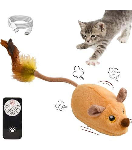Interactive Electronic Mouse For Cats Chase Interactive Remote Control  Mouse Cat Toy | Wireless Electronic Rat For Chase & Exercise | Gray  (Batteries Not Inc.) Battery Operated Pet Toy