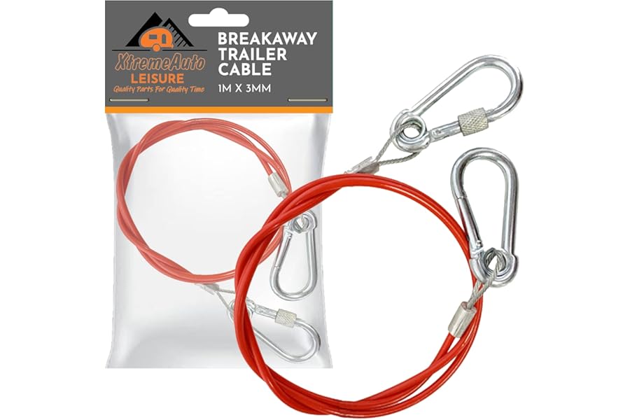 Xtremeauto Easy Quick Fit Breakaway Cable Carbine Threaded Hook Towing Caravan Trailer Trailer