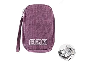 CRSUSUKJ Kabel Organizer Tasche,Mini Elektronik Case,Elektronische Tasche Organizer universal travel Kabel Elektronik Zubehör Tasche Reise Organizer Case für Kabel,Festplatten,Multifunktional (lila)
