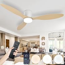 LANMOU Lampe De Plafond De Ventilateur Avec Éclairage LED, 52cm Silencieux Ventilateur De