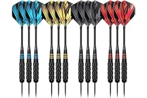 KOTO DARTS KOTO - Brass Multiset, 12 Darts Fléchettes en Laiton Revêtu Noir (23 Grammes), 4 Sets Flights (100 Microns), Shafts, Étui
