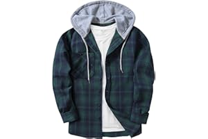 JACKETOWN Men's Plaid Shirts Casual Sweatshirt Men's Hoodie Long Sleeve Shirt with Pocket Button Down Men's Checked Shirt Jacket Flannel Shirt Regular Fit 4 Seasons Lumberjack Shirts M-3XL