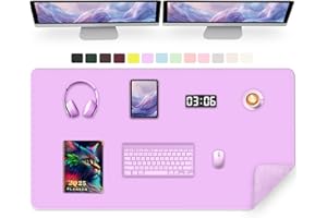 METEOROCK Antiscivolo Tappetino da Scrivania in Pelle Pu, 120 x 43 CM Tappetino Protettivo da Scrivania per Ufficio per Scrivere, Tappetino per Computer e Laptop per Scrivania per Casa (Viola)