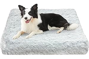 VERTUPET Legowisko dla psa, puszyste, 90 x 70 x 8 cm, mata dla psa, poduszka dla psa, miękki, długi plusz, uspokajająca, nadająca się do prania, wyjmowana plandeka wewnętrzna, kosz dla psa, legowisko