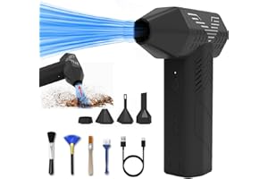 HOCOMAY Soplador de polvo eléctrico, 3 velocidades 130000 rpm, soplado y aspirado en uno, plumero de aire comprimido recargable con batería de 7500mAh, spray de aire comprimido Kit de limpieza de PC para coch