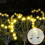 Dufuso 2 Stück 10 LEDs Solarleuchten Garten Glühwürmchen Gartenlichter Led Magische Glühwürmchen Steckleuchte, Led Glühwürmch