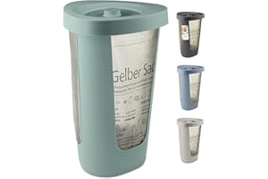 Rotho Fabu Soporte para bolsas de basura Bolsa amarilla con tapa, Plástico (PP reciclado), verde, (40.0 x 40.0 x 62.1 cm)