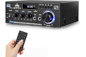 KKMOL - Amplificador Hifi estéreo, AK45 Mini Bluetooth Radio Amplificador de Audio Receptor, Wiimp Amp, 12 V/220 V, 400 W, 2 canales, amplificador digital de sonido con USB, tarjeta SD, mando a