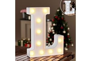 LEDIDO LED Letter Lights Alphabet, LED Light Letter with Warm and Cold White, LED Letter Lighting Letters Night Lights Decoration for Birthday Party, Wedding, Children's Room, Letters L