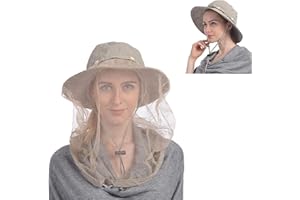 USHAKE Czapka z siatką na komary, czapka na safari z ukrytą siatką przed owadami