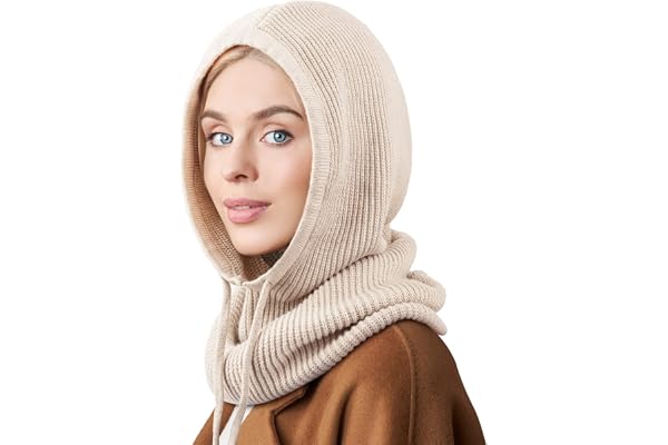 DRESHOW Bonnet Femme Hiver Chapeaux d'hiver pour Femmes Balaclava Knit Beanie Skull Cap Tricotée Cagoule à Capuche