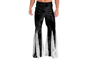 Yihuimin Glitter metallic utsvängda byxor disco byxor kostym 70-talet hippie-kostym retro dansbyxor karneval klubbkläder fest nattklubbar