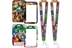 OXINO 2 Pcs The Avengers Porte Badge avec Cordon, Porte Badge de Carte d'Identification avec Cordon Tour de Cou, pour Porte Badges d'Identification, Carte d'étudiants, Porte-Clés, Carte Bus