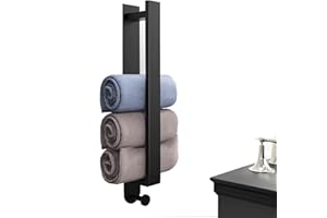 GVIVEJ Handtuchhalter Ohne Bobren, Selbstklebend Handtuchhalter Bad, Edelstahl Gästehandtuchhalter, Wand Badetuchhalter Kleber Mit Haken fur Badezimmer und Kuche, 40cm Schwarz