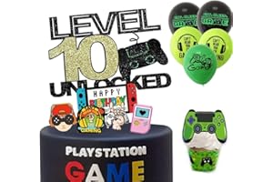 ZELAITE 10th Geburtstag Kuchen Deko Cake Topper Happy Birthday, Tortendeko Geburtstag Junge Videospiel Torten Deko Gaming, Kuchen Deko Video Gaming Spiel, Kuchen Dekorationen für Jungs (10)