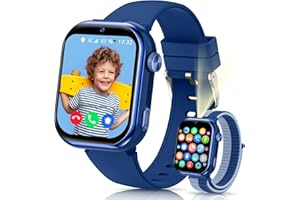 NAIXUES 4G Reloj Inteligente Niño, IP68 Impermeable Smartwatch Niños con GPS y Llamadas, Doble Cámara, Videollamada, Chat de Voz, SOS, Modo Escuela, Linterna, Podómetro Reloj Inteligente Niñas y Niños Azul