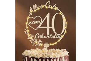 Artebeads Cake Topper 40 Geburtstag Holz,40 Tortendeko Geburtstag Kuchen Deko für Mädchen Junge Frauen Mann