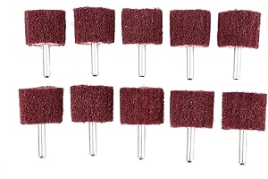 YETAHA 10 Pc Mounted Fiber Mop Polishing Brush Wheel for Drill Grinding Burnish Die Grinder Rotary Tools 6MM Shank, Head diameter:30MM, Red grit: 320#