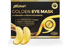 OCUFRESH [24 Pair] Golden Eye Mask with Collagen & Hyaluronic Acid - Under Eye Patches for Dark Circles, Puffy Eyes, Wrinkles, and Hydration - Rejuvenating Eye Treatment for Bright, Smooth, and Youthful Skin
