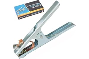 BRICOGAMO Pinza Masa Soldadura - Soporte Abrazadera Tierra para soldador - Máquina de soldar electrodo. Universal Herramienta Profesional De Trabajo Resistente, Pinza Cable Grupo. Agarre Ergonómico. 300A.