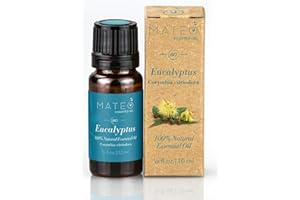 MATEO ESSENTIAL OILS MateoEssentialOils - Olio Essenziale di Eucalipto 100% Puro e Naturale – Ideale per Aromaterapia, Massaggi, Diffusori, Bagno e Cura della Pelle – Azione Purificante e Rinfrescante – 10 ml.
