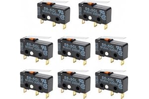 CESFONJER Limit Switch SS-5GL 5A Micro Subminiature Snap Action Switch, Arm Push Button Momentary Actuator, for 3D Printer, Electronic Equipment, Automatic Machine, car Electric (Pack of 8 pcs)