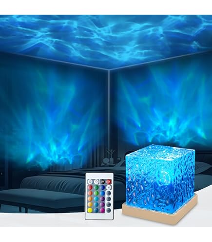 LED Wasserwellenlampe Mit Holzsockel – 16 RGB Farben, Fernbedienung & Touch | 13x13 Cm, Für Wohnzimmer, Partys