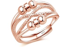 Cangall Silber Anxiety Rings, 925 Sterling Silber Damen Fidget Rings, Offen Einstellbar Anti Stressrings Dekompressionsringe, Unendlichkeit Spinner Fidget Ringe, Unisex Stimmungsring Angst Ringe