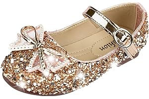 QUNUNOIRE-Prinzessin Schuhe Mädchen Glitzer Kinder Pailletten Cosplay Hochzeiten Klett Elegante
