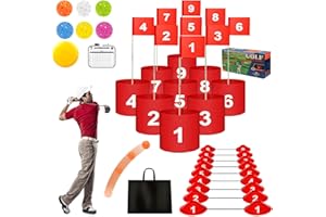 SportBob Golf Bucket Game Set for Family, Adults and Kids, Portable 9 Hole Golf Chipping Game for Outdoor Indoor Backyard Beach, Suitable for Golf Lovers and Beginners