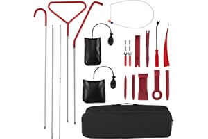 LUQIXCEY 24Pcs Professional Car Tool Kit, Car Breakdown Emergency Kit Essential Automotive Tool Kit with Long Reach Grabber,Non-Marring Air Wedge Bag Pump,Portable Storage Bag, Trim Removal Tools for Car Truck
