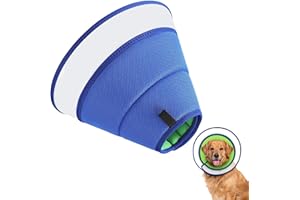 CUEMOON Collare Elisabettiano Cane Morbido, Collare a cono alternativo per cani, cono morbido per cani dopo l'intervento chirurgico, Collare Anti Morso o Leccato,Blu, XL