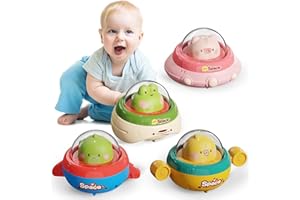 Starnearby Toy Cars for Toddlers, 4Pcs Press and Go Car Toy, Animal Baby Car Toys for 1 2 3 Year Old, Space Theme Infant Car Toys Birthday Gift for Girl & Boy