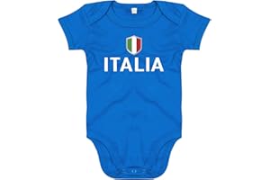 FanShirts4u Länder Baby Body - ITALIEN ITALIA ITALY - inkl. Druck Name & Nummer EM WM Trikot (0-3 Monate, Blau/ITALIA)