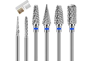 GMXJGZ Nagelfräser Aufsätze 6 Stück Nagelfräser Bits Bits für Nagelfräser Fräser Bits Nagelfräser Gelnägel Zubehör Entfernen Gel Acryl Nagelhaut für Maniküre Pediküre(Bringen Sie einen Pinsel mit)