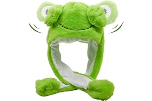 Tocwick Cow Hat Costume with Moving Ears Short Plush Cartoon Hat Animal Shaped Cap Soft Warm Winter for Festival Cosplay Boys Girls Adults