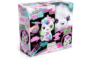 Canal Toys - Airbrush Plush - Colorea tu Unicornio de Peluche Que Brilla en la Oscuridad - Kit para Pintar con Aerógrafo Automático, Rotuladores Lavables, Pegatinas y Plantillas Adhesivas - OFG273