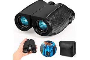 Carastek 12x25 Profesionales Prismáticos para Adultos y Niños, Prismáticos Binoculares Telescopio Vision Portátiles Compactos Ligeros Impermeables Plegable para Caza Turismo Observación de Senderismo