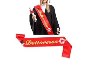 DPKOW Fascia Laurea Dottoressa Rossa Accessori Festa di Laurea Donna, Fusciacca Dottoressa Gadget Accessori Addobbi per Festa di Laurea Dottoressa, Laurea Cerimonia Bomboniere per Dottoressa